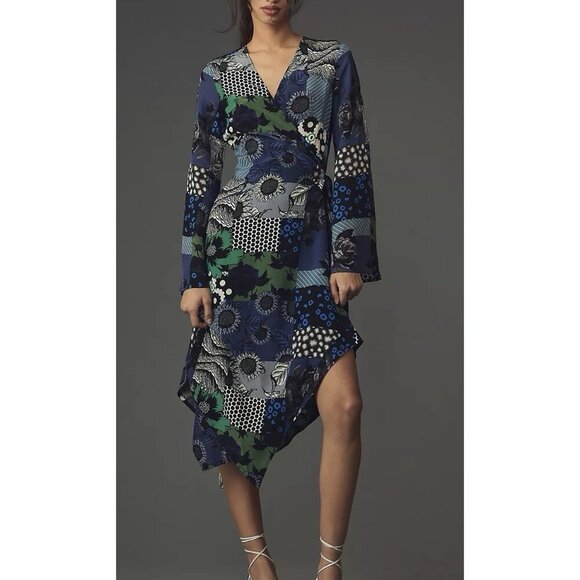 NWT Size M - Anthropologie Dhruv Kapoor Wrap Midi Dress (NWT US$ 228) - Picture 1 of 10